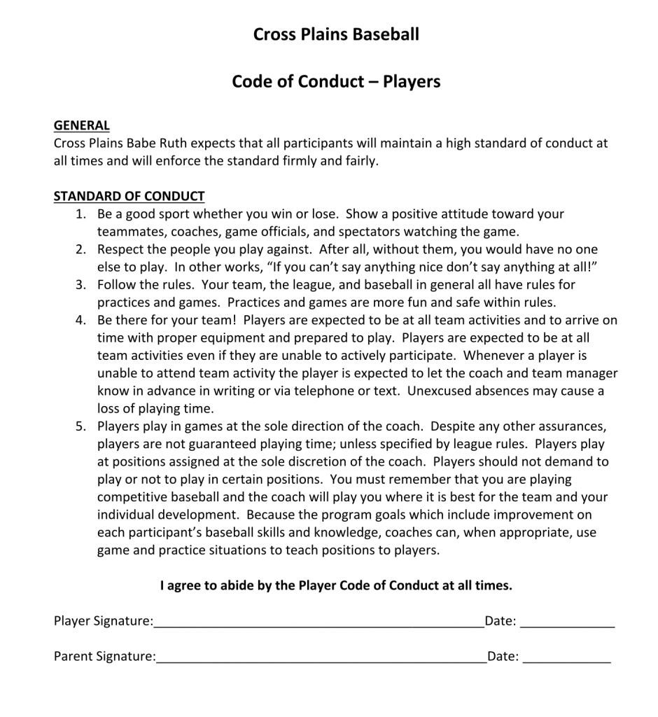 Code of Conduct - Players